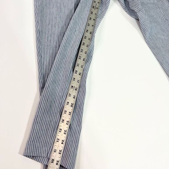 J. Jill Pants Linen Stretch Women L Striped Elastic Waist Button Detail Ankle - Picture 5 of 12